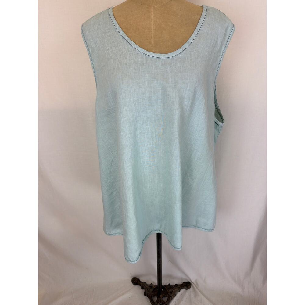 Cynthia Ashby Mint Linen Tank XLarge #0530